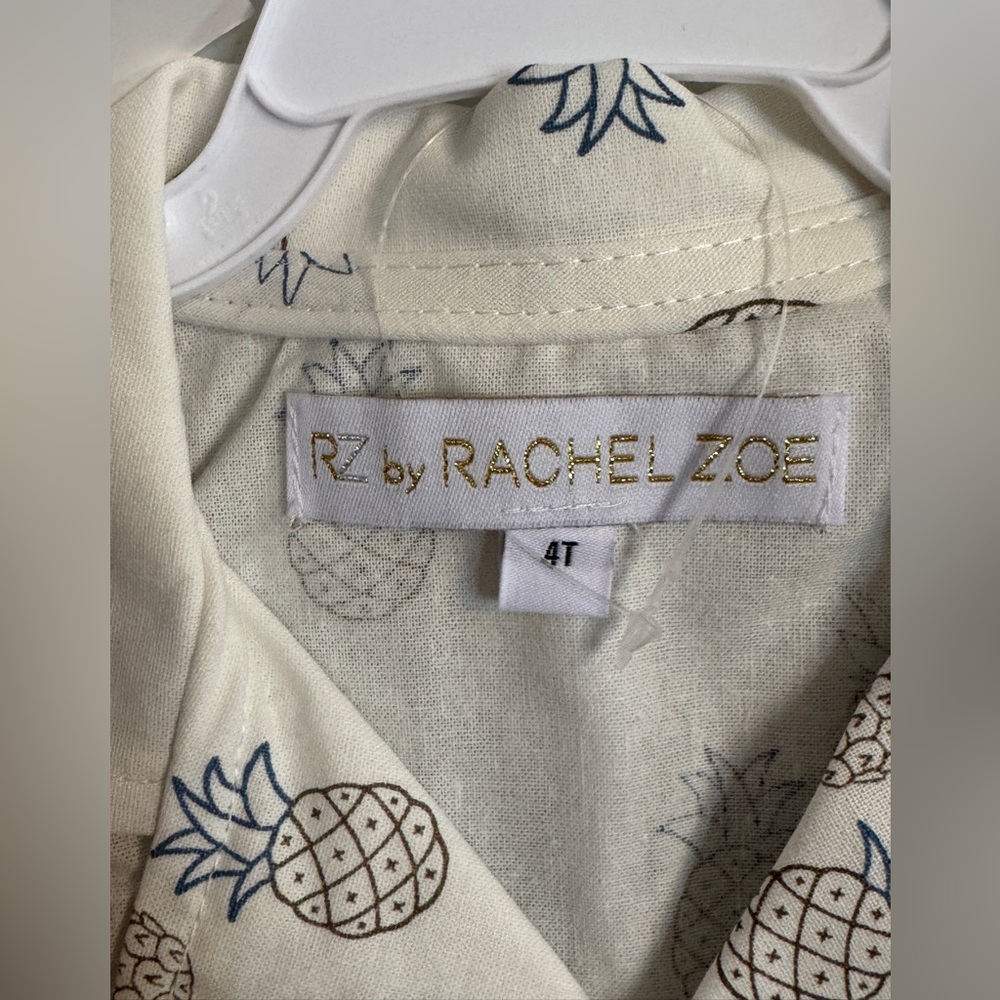 😎Rachel Zoe Adorable Pineapple Print Collared Shirt, Pants and Tee Set - Picture 3 of 10